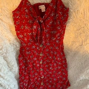 Floral red mini dress